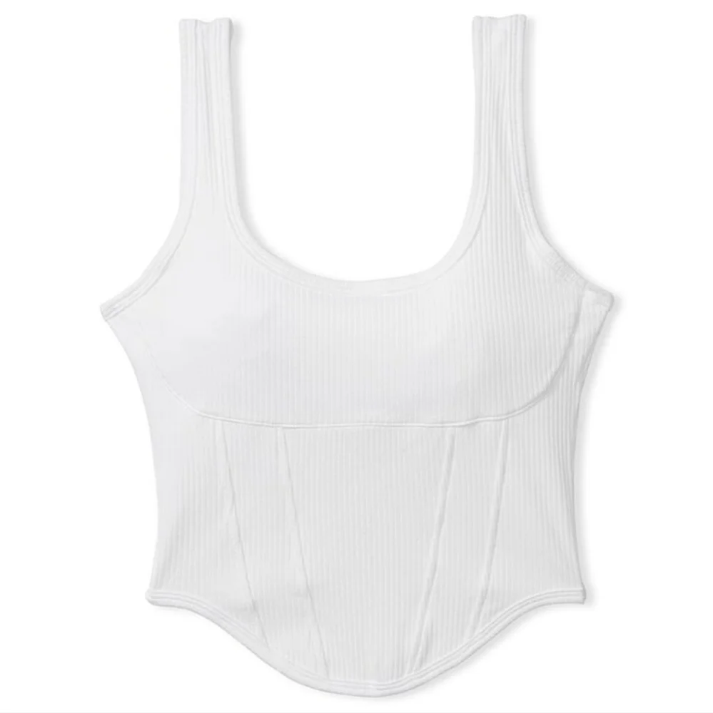 Victoria's Secret PINK Optic White Cotton Corset Bralette Size XXL 🆕 - Picture 3 of 7